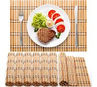 Coloch 8 Pack Natural Bamboo Placemats, Rustic Anti-Slip and Heat-Resistant Table Mat for Kitchen, Dinning Room, Table Protection