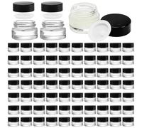 Coloch 90 Pack 5ml Empty Glass Jars with Black Lid, Clear Airtight Cosmetics Container Bulk Refillable Tiny Sample Jar for Cosmetics, Lotion, Cream, Samples, Wax, Skincare, Travelling, Retail Store