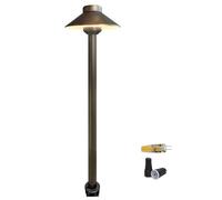 COLOER Brass Low Voltage Lights for Outside Pathway Bronze Finish 1-Pack with G4 Bulb,12-15V AC/DC 2W 2700K LED Garden Path Lights Electric, IP65 Waterproof Outdoor Landscape Lighting Wired(602B)