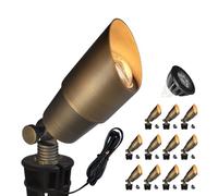 COLOER Solid Brass Landscape Spotlights 12 Pack with 5W MR16 (101B Bronze) | 9-17V AC/DC LED Heavy Duty Low Voltage Accent Lights, 2700K 450LM, Small Spot Lights Outdoor for Garden and Yard Up Lighting