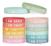COLOFALLA 12pcs Motivational Silicone Wristbands Inspirational Bracelets with Positive Message Motivational Gifts for Students Pupils Back to School Gifts Prize