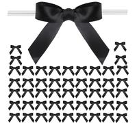 COLOFALLA 50pcs Black Bows 7cm Twist Tie Black Bows for Gift Wrapping Craft Cake Card Balloon Birthday Christmas Decoration