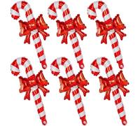 COLOFALLA 6pcs Large Candy Cane Balloons Christmas Decorations Inflatable Candy Sticks Christmas Decorations Blow Up for Xmas Party
