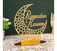 COLOFALLA Ramadan Table Decorations Ramadan Sign Ramadan Ornament Table Centerpieces Gold Acrylic Hollow Moon Star (Golden)