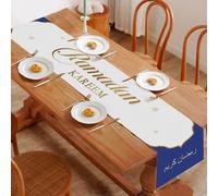 COLOFALLA Ramadan Table Runner 33x180cm Gold Linen Ramadan Kareem Table Decorations for Islamic Ramadan Decorations for Home