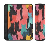 Coloful Cats Shadow Art 2 Pack Cute Seatbelt Covers Stop seat Belt Cutting into Neck for Truck funda para cinturón de carro