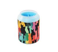 Coloful Cats Shadow Art Portable Mud Paw Clean Station with Silicone Brush Soft Feet Bathing Brush Suitable for Small, Medium, Large Breed Dogs