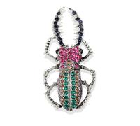 Coloful Rhinestone Beetle Brooch for Women Unisex Fashion Insect Breastpin Collar Pin Vintage Retro Badge Hat Bag Clothes Dress Accessories Halloween Christmas Jewelry Gifts