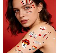 Cologne Alaaf Temporary Face Tattoo, Cologne Accessories, Cologne Tattoos, Face Carnival, Red and White, Carnival Stickers for Carnival Costume, Cologne, Fancy Dress Costume, Pack of 4