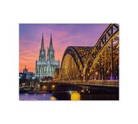 Cologne Cathedral and Hohenzollern Bridge at sunset， 1000 Piece Impossible Challenge Toy Educational Game Home Decoration for Adults& Kids Age 14 Years Up 1000pcs-A2