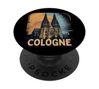 Cologne Cathedral Vintage Silhouette Köln German Skyline PopSockets Adhesive PopGrip