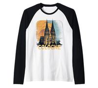 Cologne Cathedral Vintage Silhouette Köln German Skyline Raglan Baseball Tee