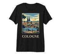 Cologne Germany Cathedral Riverfront Travel Art Premium T-Shirt