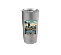 Cologne Germany Cathedral Riverfront Travel Art Stainless Steel Insulated Tumbler