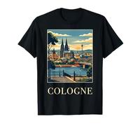 Cologne Germany Cathedral Riverfront Travel Art T-Shirt