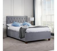 Cologne Ottoman Storage Bed - Grey Velvet Fabric - Sizes Available