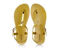 Coloko Gold Sakura Curve Slim Metallic T-bar Flip Flops Sandals UK 4