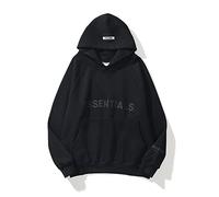 Cololuck Unisex Oversized Fleece Hoodie, 3D Letter Print Streetwear Pullover, Heavyweight Cotton Blend Hooded Sweatshirt, Y2K Hip Hop Baggy Style for Men Women Black