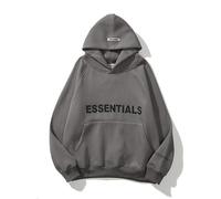 Cololuck Unisex Oversized Fleece Hoodie, 3D Letter Print Streetwear Pullover, Heavyweight Cotton Blend Hooded Sweatshirt, Y2K Hip Hop Baggy Style for Men Women Gray