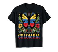 Colombia Butterfly Floral Value Graphic T-Shirt, Men, Black, L