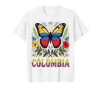 Colombia Butterfly Floral Value Graphic T-Shirt, Men, White, L