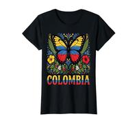 Colombia Butterfly Floral Value Graphic T-Shirt, Women, Black, S