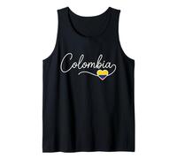 Colombia Calligraphy with Flag Heart Tank Top