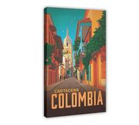 Colombia Cartagena Poster, Countries of The World Travel Poster Print, Vintage Wall Mid Century S for Living Room Bedroom Decorating Christmas Gifts Canvas Poster Bedroom Decor Landscape Office Roo