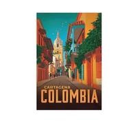 Colombia Cartagena Poster, Countries of The World Travel Poster Print, Vintage Wall Mid Century S for Living Room Bedroom Decorating Christmas Gifts Canvas Poster Bedroom Decor Landscape Office Roo