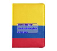 Colombia Colombian National Flags Blue Red Yellow customize Leather Passport Card Holder Cover Combo Travel Passport Wallet Passport Cover with RFID Blocking Waterproof, Colombia Colombian National