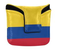 Colombia Colombian National Flags Blue Red Yellow Putter Mallet Cover Magnetic Snap Putters Headcovers for Mallets and Square Waterproof PU Leather