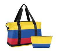 Colombia Colombian National Flags Blue Red Yellow Travel Weekender Gear Bag with Wet Pocket Adjustable Strap Sports Gym Bag for Yoga Foldable for men women