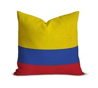 Colombia Flag Farmhouse Decorative Throw Pillow Case 18 x 18 Inch, Vintage Retro Rustic Flag Cushion Cover Case, Patriotic Square Pillow Case Cotton Linen Cushion Case for Mom Dad Friends Gift