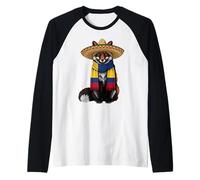 Colombia Flag Fox Colombian Roots Colombian Pride Raglan Baseball Tee