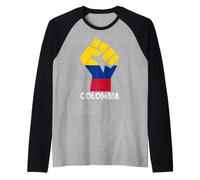 Colombia Flag Handfist Colombian Roots Colombian Pride Raglan Baseball Tee