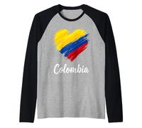 Colombia Flag Heart Raglan Baseball Tee