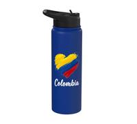 Colombia Flag Heart Stainless Steel Insulated Water Bottle