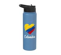 Colombia Flag Heart Stainless Steel Insulated Water Bottle
