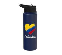 Colombia Flag Heart Stainless Steel Insulated Water Bottle