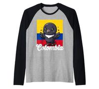 Colombia Flag Kawaii Andean Condor Raglan Baseball Tee