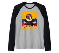 Colombia Flag Kawaii Andean Condor Raglan Baseball Tee