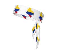 Colombia Flag Map Print Head Tie Headbands, Ninja Karate Tie, Athletic Sweatbands,Sweat Wicking Workout Head Band