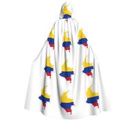Colombia Flag Map print Unisex Medieval Viking Hooded Cape Cloak for Halloween Cosplay, Christmas Party Costume Outfits