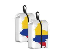 Colombia Flag Map Print Waterproof Shoe Bag Travel Bag with Carry Strap Storage Bag Versatile Cosmetic Bag-2pcs