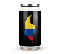 Colombia Flag Map Stainless Steel Coke Tumbler Vacuum Insulated Beverage Cup Travel Coffee Mug with Lid Straw 300ml