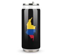 Colombia Flag Map Stainless Steel Coke Tumbler Vacuum Insulated Beverage Cup Travel Coffee Mug with Lid Straw 500ml