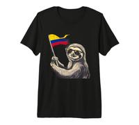 Colombia Flag Sloth Colombian Roots Colombian Pride Premium T-Shirt
