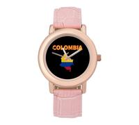 Colombia Flag Women's Wrist Watch Easy Reader with Leather Strap Analog Display Wonderful Ladies Gifts