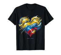 Colombia Heart Flag - Celebrate Colombian Pride Value Graphic T-Shirt, Men, Black, L