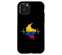 Colombia Map Flag Silhouette With Heartbeat Line Case for iPhone 11 Pro